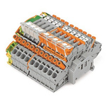 Wago TOPJOB S Series Green, Yellow Terminal Block, 6mm², 1-Level, Push-In Cage Clamp Termination