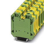 Phoenix Contact UT 35-PE/S Series Green, Yellow Din Rail Terminal, Single-Level, Screw Termination