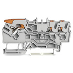 Wago TOPJOB S, 2102 Series Grey Feed Through Terminal Block, 2.5mm², Single-Level, Push-In Cage Clamp Termination,