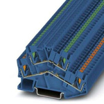 Phoenix Contact PTTBS 2.5 BU/U-OG/O-GN Series Blue Double Level Terminal Block, 0.14 → 4mm², Push In