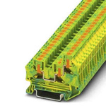 Phoenix Contact PTV Series Green/Yellow Feed Through Terminal Block, Push In Termination