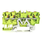 Wago TOPJOB S, 2201 Series Green/Yellow Earth Terminal Block, 1.5mm², Single-Level, Push-In Cage Clamp Termination,