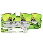 Wago TOPJOB S, 2210 Series Green/Yellow Earth Terminal Block, 10mm², Single-Level, Push-In Cage Clamp Termination,