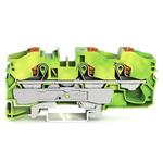 Wago TOPJOB S, 2216 Series Green/Yellow Earth Terminal Block, 16mm², Single-Level, Push-In Cage Clamp Termination,