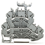 Wago TOPJOB S, 2002 Series Grey Feed Through Terminal Block, 2.5mm², Double-Level, Push-In Cage Clamp Termination,