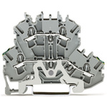Wago TOPJOB S, 2002 Series Grey Feed Through Terminal Block, 2.5mm², Double-Level, Push-In Cage Clamp Termination,