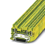 Phoenix Contact ST 1.5-TWIN-PE Series Green/Yellow Feed Through Terminal Block, Single-Level, Spring Clamp Termination