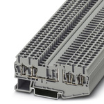 Phoenix Contact ST 2.5-QUATTRO-TG Series Grey DIN Rail Terminal Block, Single-Level, Spring Clamp Termination