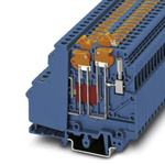 Phoenix Contact UDMTK 5-TWIN-P/P BU Series Blue Disconnect Terminal Block, Double-Level, Screw Termination