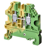 Omron XW5G Series Green/Yellow DIN Rail Terminal Block, 4mm², Single-Level, Screw Termination