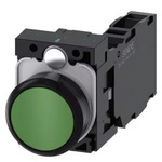 Siemens, 3SU1 Green Round, SPDT, 22mm Momentary Screw