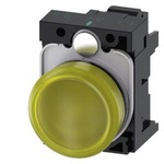 Siemens, 3SU1, Panel Mount Yellow LED Indicator, 22mm Cutout, Round, 24V ac/dc