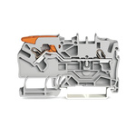 Wago TOPJOB S, 2102 Series Grey Feed Through Terminal Block, 2.5mm², Single-Level, Push-In Cage Clamp Termination,
