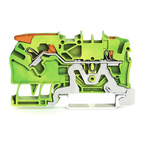 Wago TOPJOB S, 2102 Series Green/Yellow Earth Terminal Block, 2.5mm², Single-Level, Push-In Cage Clamp Termination,