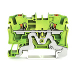 Wago TOPJOB S, 2204 Series Green/Yellow Earth Terminal Block, 4mm², Single-Level, Push-In Cage Clamp Termination, ATEX,