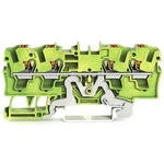 Wago TOPJOB S, 2204 Series Green/Yellow Earth Terminal Block, 4mm², Single-Level, Push-In Cage Clamp Termination, ATEX,