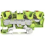 Wago TOPJOB S, 2206 Series Green/Yellow Earth Terminal Block, 6mm², Single-Level, Push-In Cage Clamp Termination, ATEX,