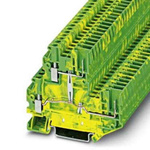 Phoenix Contact UTTB Series Green/Yellow Double Level Terminal Block, Screw Termination