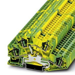Phoenix Contact STTBS Series Green/Yellow DIN Rail Terminal Block, Spring Clamp Termination