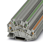 Phoenix Contact PTTBS 2.5/U-OG/O-GN Series Grey Double Level Terminal Block, 0.14 → 4mm², Push In Termination,