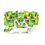 Wago TOPJOB S, 2201 Series Green/Yellow Earth Terminal Block, 1.5mm², Single-Level, Push-In Cage Clamp Termination,