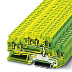 Phoenix Contact 5-TWINPE, STTB 2 Series Green, Yellow Double Level Terminal Block, 2.5mm², 2-Level, Spring Termination