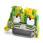 Phoenix Contact 5-NS 35, MPT 2 Series Green/Yellow Feed Through Terminal Block, 2.5mm², 1-Level, Push In Termination