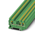 Phoenix Contact PT 4-TWIN GN Series Green Feed Through Terminal Block, 4mm², Single-Level, Push In Termination