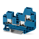 Phoenix Contact XTV 6-TWIN BU Series Blue Feed Through Terminal Block, 6mm², Single-Level, Push In Termination