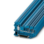 Phoenix Contact STU 2.5-TWIN BU Series Blue Feed Through Terminal Block, 2.5mm², 1-Level, Spring Cage Termination