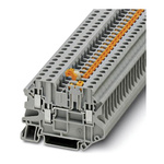 Phoenix Contact UT 4-TWIN-MT P/P Series Grey Knife Disconnect Terminal Block, Single-Level, Screw Termination