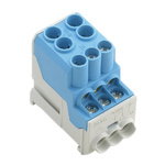 Weidmuller Distribution Block, 6 Way, 10 mm², 25 mm², 101A, 1 kV ac/dc, Blue