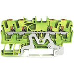 Wago TOPJOB S, 2202 Series Green/Yellow Earth Terminal Block, 2.5mm², Single-Level, Push-In Cage Clamp Termination,