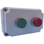 Lovato Push Button Control Station - SPDT, Aluminium Alloy, 2 Cutouts, Green, Red, IP66, IP67