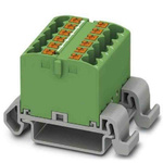 Phoenix Contact Distribution Block, 12 Way, 4mm², 24A, 690 V, Green