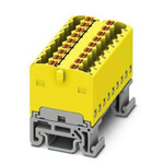 Phoenix Contact Distribution Block, 18 Way, 2.5mm², 17.5A, 500 V, Yellow
