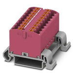 Phoenix Contact Distribution Block, 18 Way, 4mm², 24A, 690 V, Pink