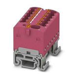 Phoenix Contact Distribution Block, 13 Way, 2.5mm², 17.5A, 500 V, Pink
