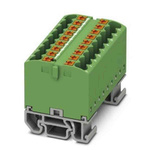 Phoenix Contact Distribution Block, 18 Way, 4mm², 24A, 690 V, Green