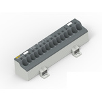 Distribution Block, 15 Way, 1.5 → 25mm², 85A, 1 kV, Black, Grey
