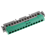 Legrand Distribution Block, 13 Way, 1.5 → 16 mm², 6 → 25 mm², 100A, 400 V ac, Green