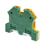RS PRO 2-Way Top Hat Earth Terminal Block, 4mm², 22 → 11 AWG Wire, Screw Down, Nylon Housing