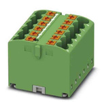 Phoenix Contact Distribution Block, 12 Way, 4mm², 24A, 450 V, Green