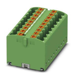 Phoenix Contact Distribution Block, 18 Way, 4mm², 24A, 450 V, Green