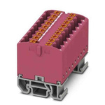 Phoenix Contact Distribution Block, 18 Way, 4mm², 24A, 690 V, Pink