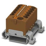 Phoenix Contact Distribution Block, 13 Way, 0.2 → 6mm², 32A, 800 V, Brown