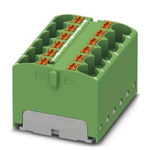 Phoenix Contact Distribution Block, 12 Way, 0.2 → 6mm², 32A, 450 V, Green