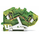 Wago 2-Way DIN Rail Earth Terminal Block, 6mm², 10 AWG Wire, Cage Clamp, Polyamide Housing