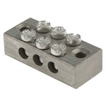 RS PRO 3-Way Double Screw Earth Terminal Block, 0 to 16mm², 0 → 16 AWG Wire, Screw Down, Brass Housing