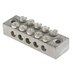RS PRO 5-Way Double Screw Earth Terminal Block, 0 to 16mm², 0 → 16 AWG Wire, Screw Down, Brass Housing